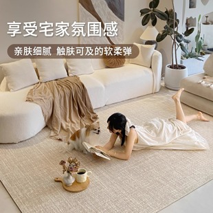 进口羊毛地毯轻奢高级客厅素色沙发茶几室内现代极简地垫防水耐脏
