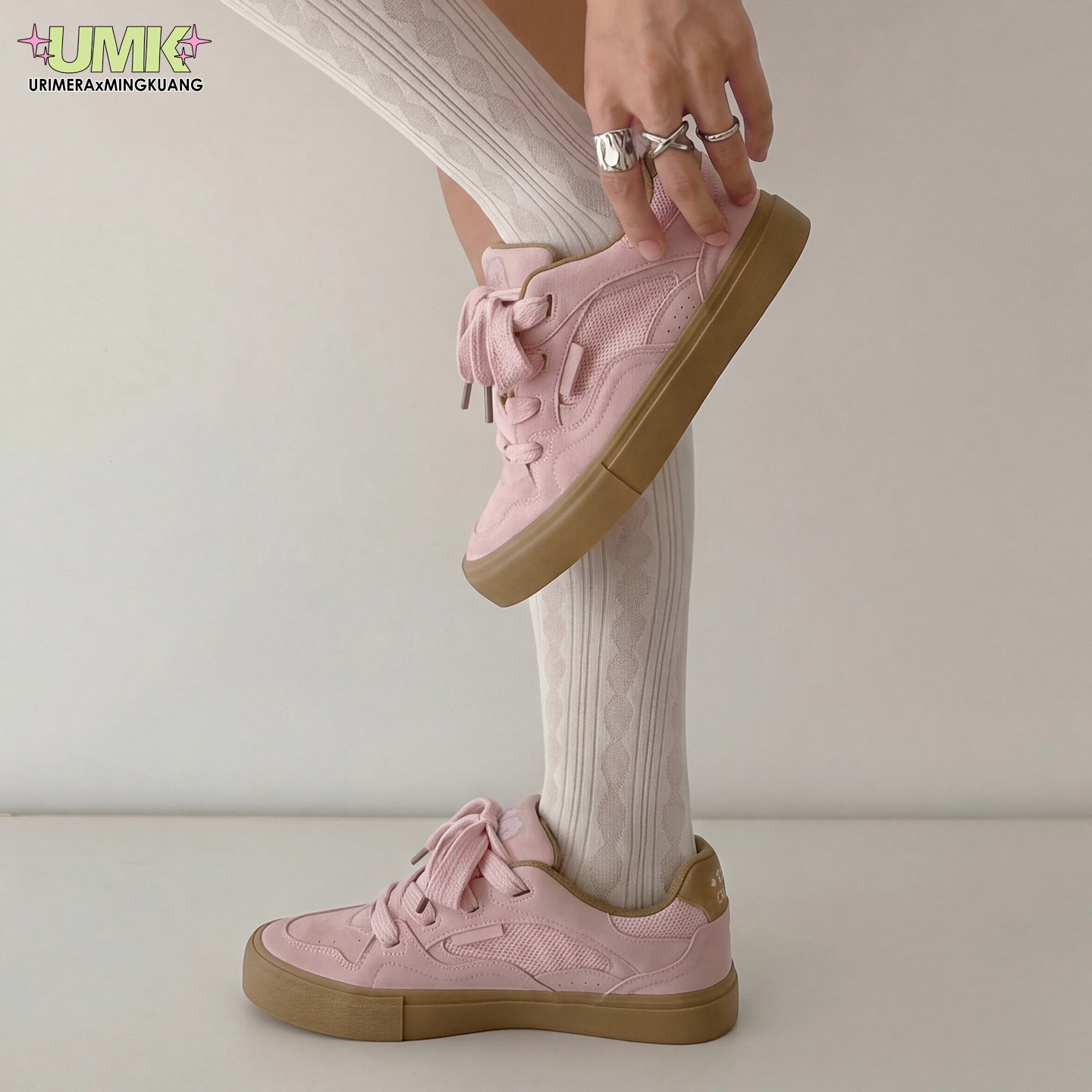 URIMERAxMK草莓小饼干面包鞋百搭低帮生活休闲鞋女粉四季通用系带
