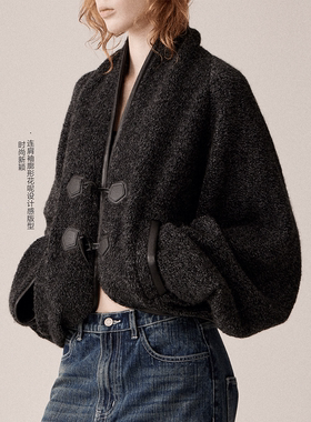 【19doublew同款】RURE羊毛混纺圈圈毛呢外套上衣秋冬复古新款