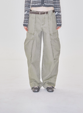 RURE全棉洗水工装裤2026爆款春季休闲裤立体剪裁大口袋长款裤子