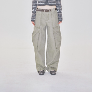 RURE全棉洗水工装裤2026爆款春季休闲裤立体剪裁大口袋长款裤子