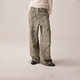 RURE豹纹复合绒里直筒休闲裤 长裤 爆款 复古水洗oversize阔腿牛仔裤