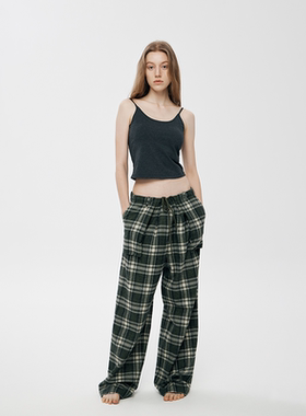【特价】RURE PAJAMA 风格松弛感纯棉格纹裤宽松阔腿bf慵懒风裤子