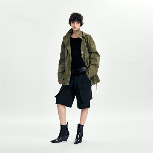 RURE做旧风格水洗立领工装外套