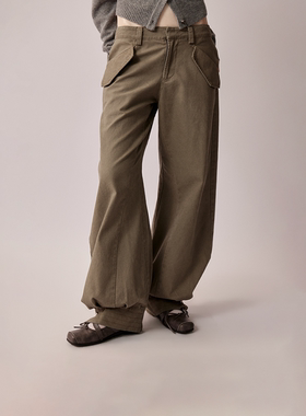 【秋鱼奈橙菜同款】RURE棉质休闲复古束脚裤卡其宽松裤低腰时髦裤