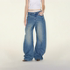 RURE复古水洗拖地宽松弯刀阔腿牛仔裤 子 裤 2026流行爆款 女款