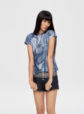 【特价】RURE印花T恤正肩短袖上衣女夏2025新款薄款轻奢高级感