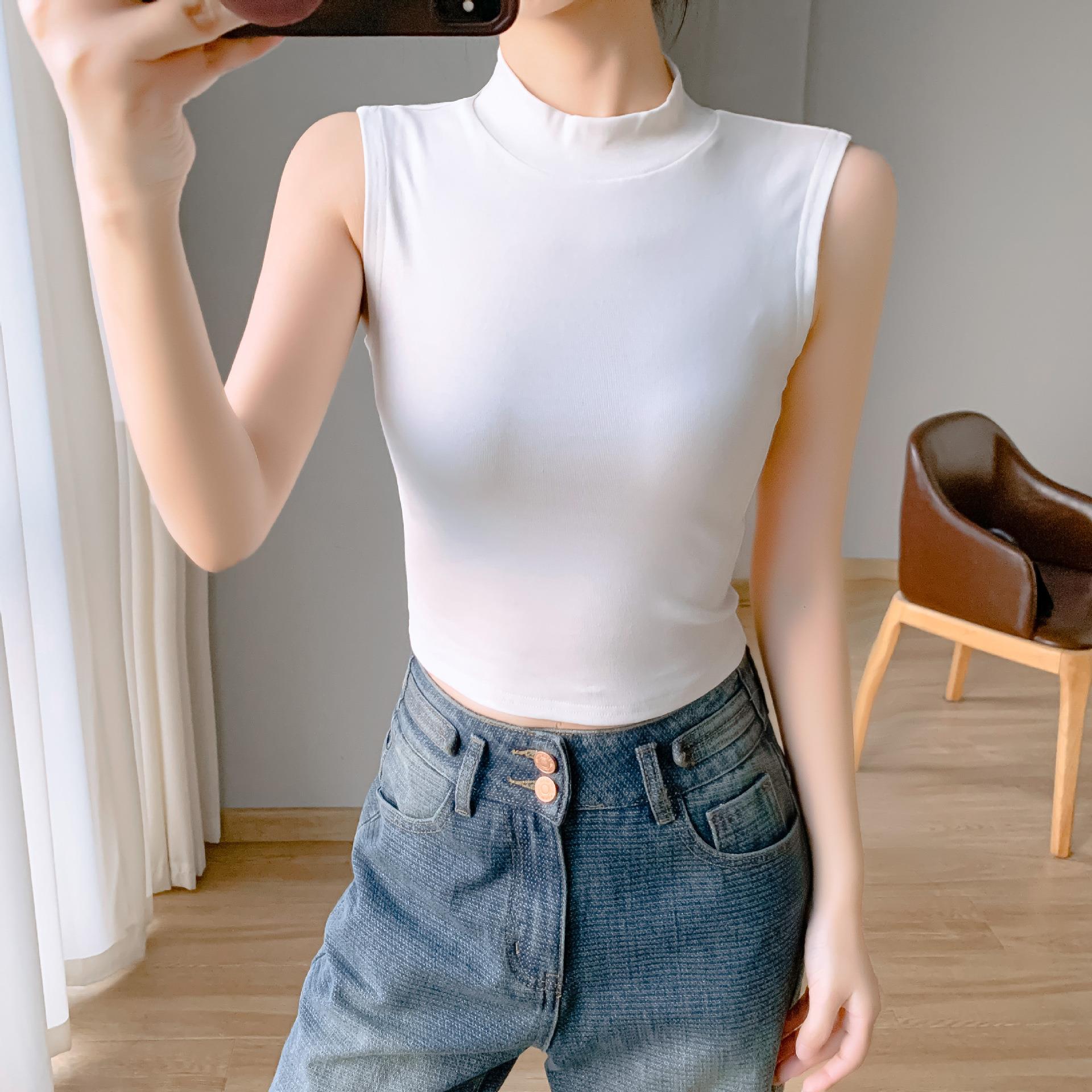 黑色小高领吊带背心女内搭春夏2025年新款遮副乳短款外穿百搭上衣