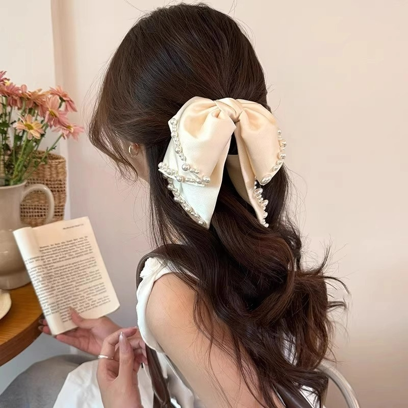 法式珍珠蝴蝶结抓夹女高级感2025新款半扎发后脑勺鲨鱼夹绝美发饰,饰品/流行首饰/时尚饰品新,发饰,淘宝优惠券,粉丝福利购,淘宝优惠卷