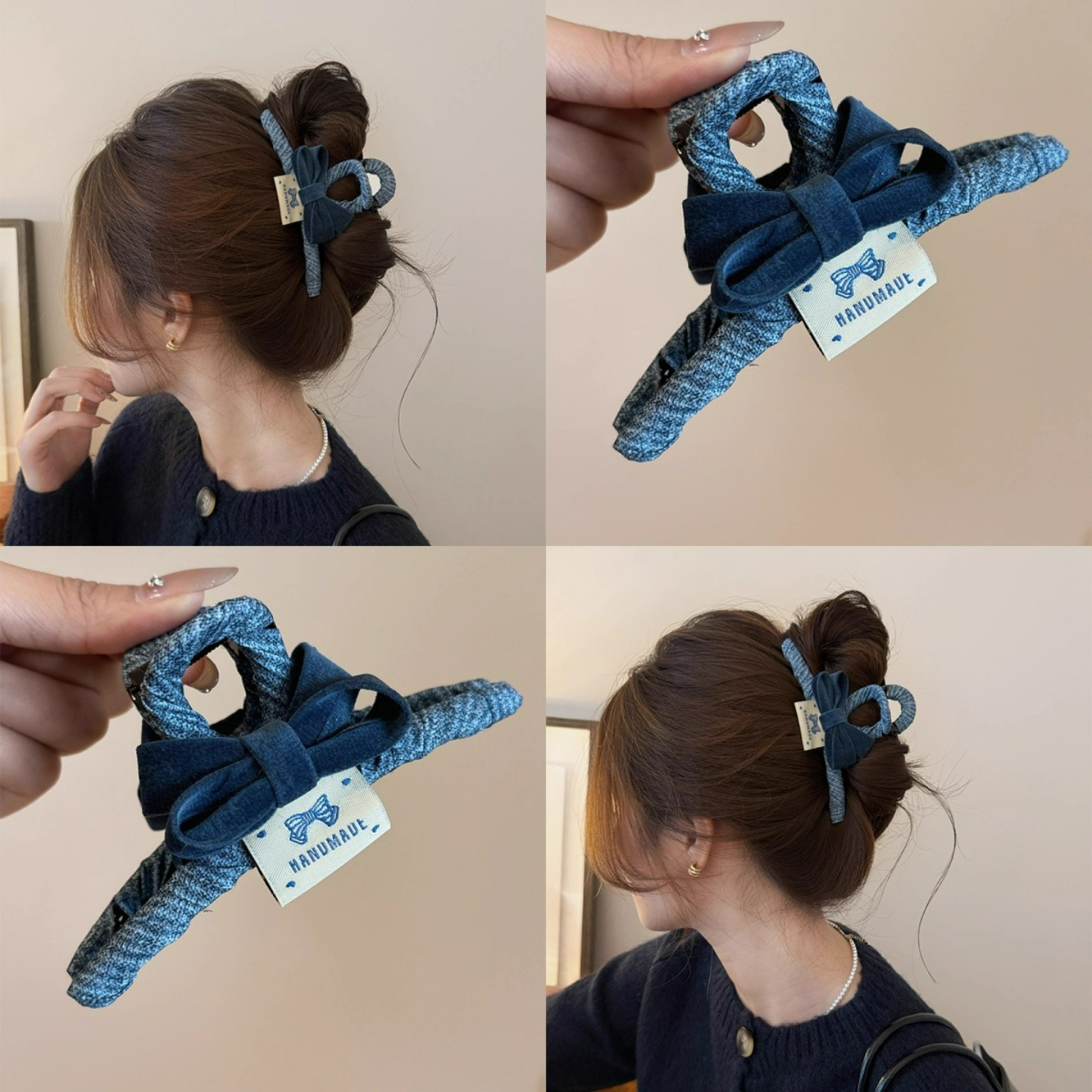 丝绒蝴蝶结抓夹女大号气质鲨鱼夹2025新款后脑勺盘发夹高级感发饰