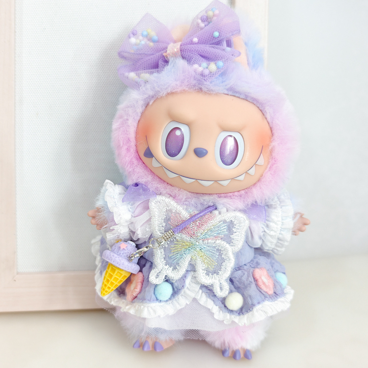 拉布布玩偶正品labubu公仔娃衣