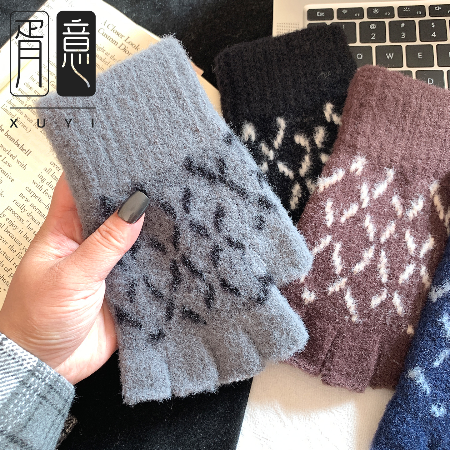 新款半指手套防冻保暖防寒写字