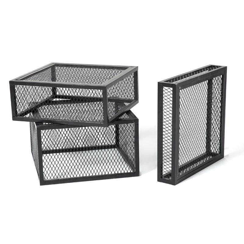 服装店方形站台模特地台橱窗模特展示台黑色网格烤漆地台展示架