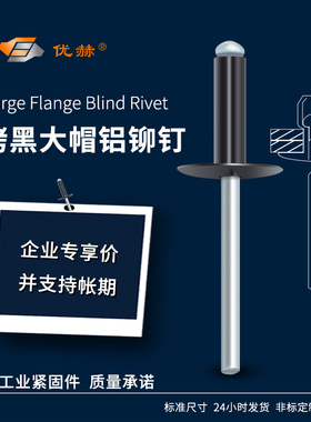 大帽沿铆钉烤漆黑色深灰浅灰色可定制铝大L帽叶抽芯铆钉大帽拉铆