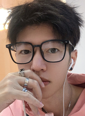 近视板材眼镜框镜架男潮大脸黑色镜框可配镜片黑框方框男士眼镜架