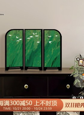 《归雁》桌面屏风摆件卧室布置绿色摆画法式餐厅餐边柜斗柜装饰画