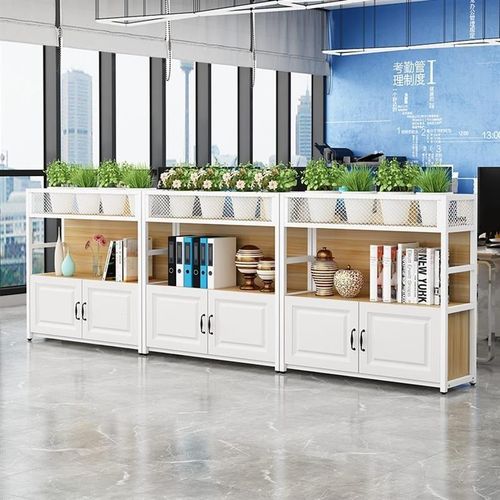 办公室花槽柜屏风隔断柜桌边矮柜文件柜铁艺花Q架储物柜区域矮隔