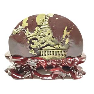 宁夏贺兰石砚台收藏品贺兰砚天然原石手工雕刻摆件工艺品文房四宝