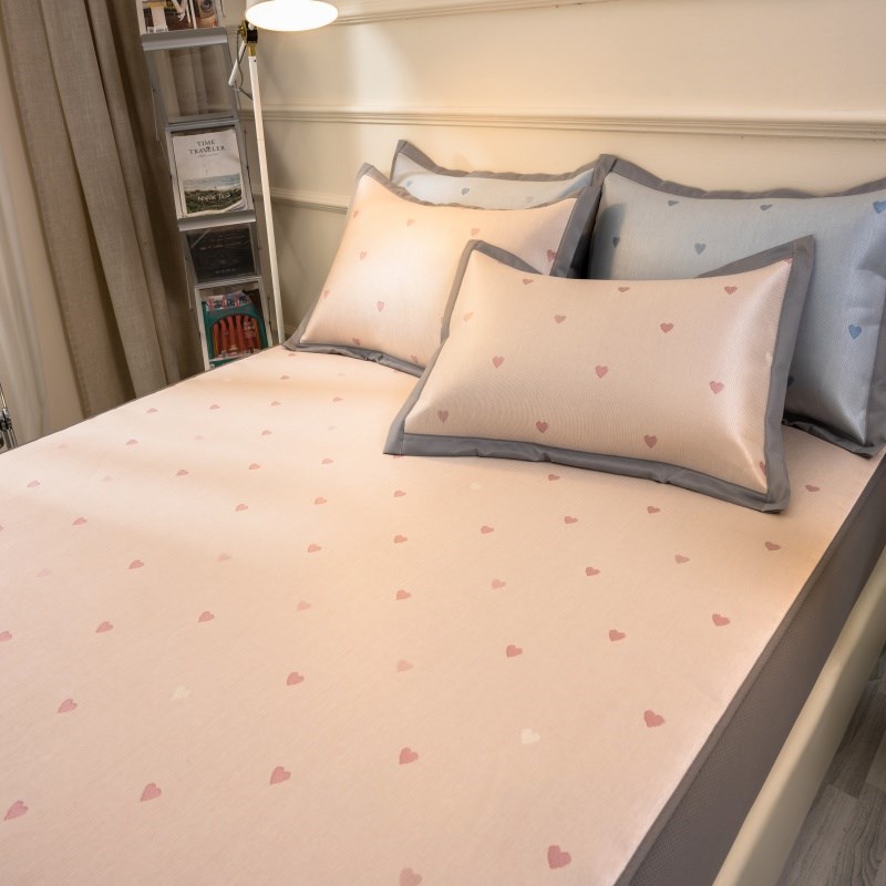 轻奢可水洗折叠冰丝席夏天凉席子三件套1.8米床1.5m加厚养生软席