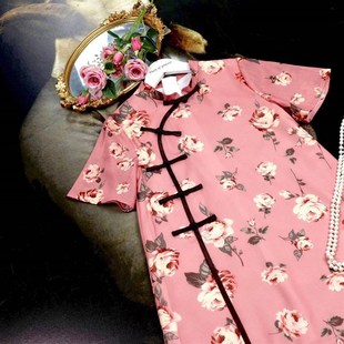 改良旗袍国风短袖 童装 古典中式 新款 连衣裙复古怀旧风裙子 女童夏装