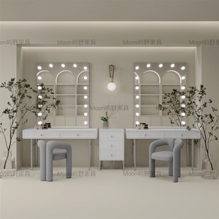 高级婚纱店专业带灯化妆台奶油风影楼摄影工作室彩妆店美容院镜台