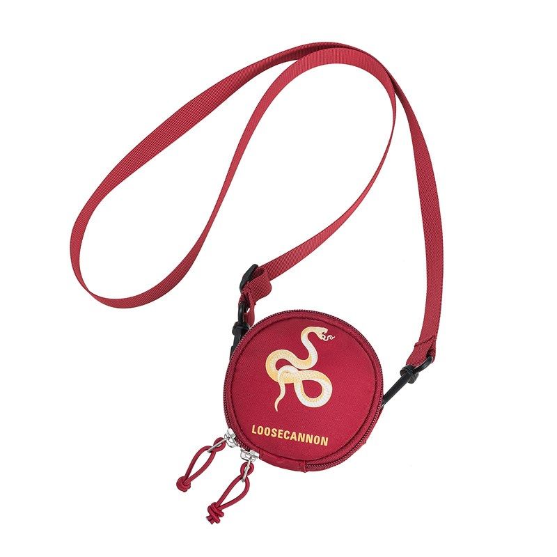 新款2025蛇年利是红色防水圆饼形迷你男女小挎包可爱零钱包