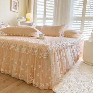 床裙款 空调软席子 乳胶凉席三件套公主风可水洗高端冰丝席家用夏季