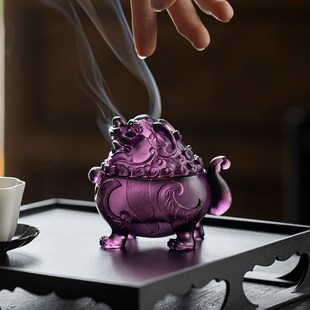 琉璃狻猊香炉家用室内沉香盘香塔香香薰炉仿古创意茶道香篆炉摆件