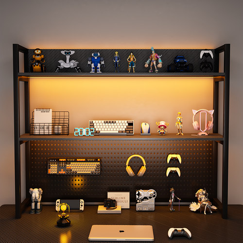 桌面多层简约书架多功能学生书桌上收纳置物架铁艺洞洞板可放桌面