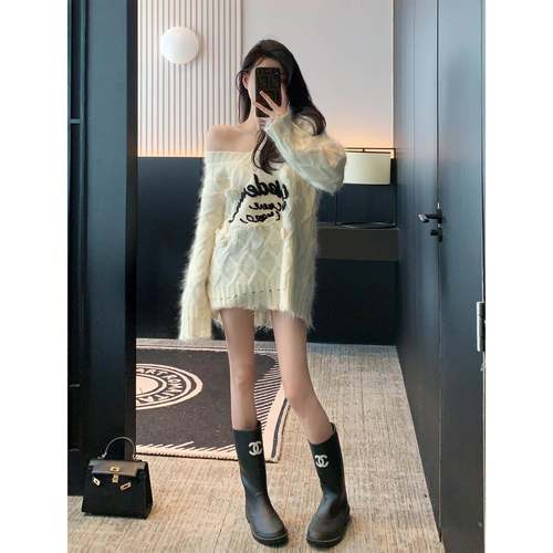 慵懒风针织毛衣女冬季2024年新款设计感小众V领时尚宽松套头上衣