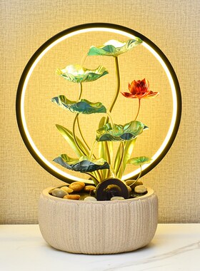 现代简约流水摆件循环水风水轮招财客厅生财办公桌乔迁开业送礼物