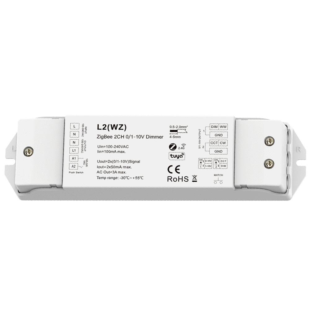 ZigBee+RF+Push0/1-10V调光器带继电器拨码调光双⾊温控制L2(WZ)
