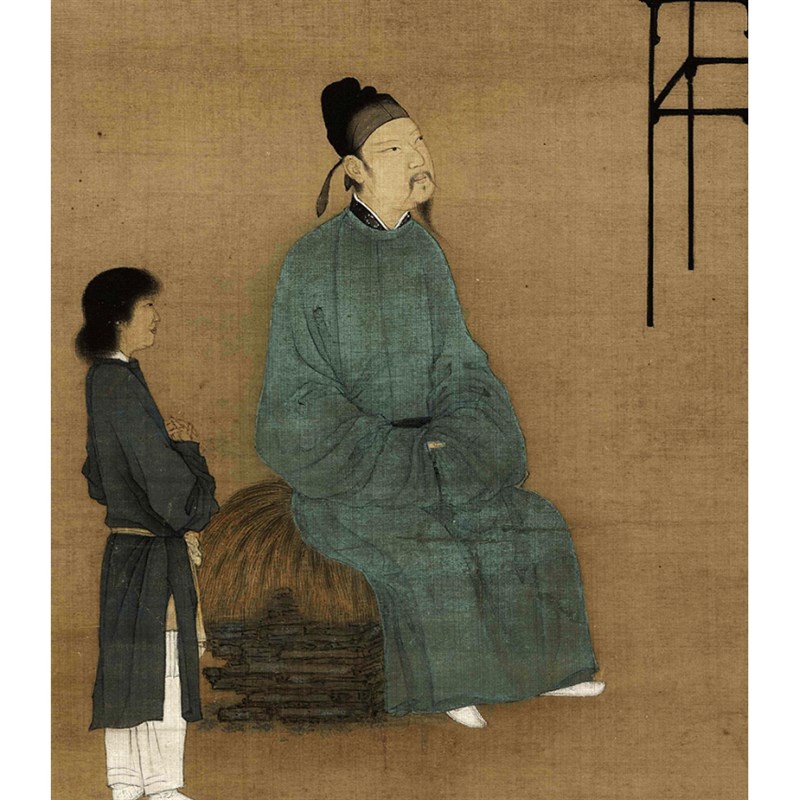 速发宋徽宗赵佶 听琴图 国画高清微喷中式复古装饰画心客厅茶室