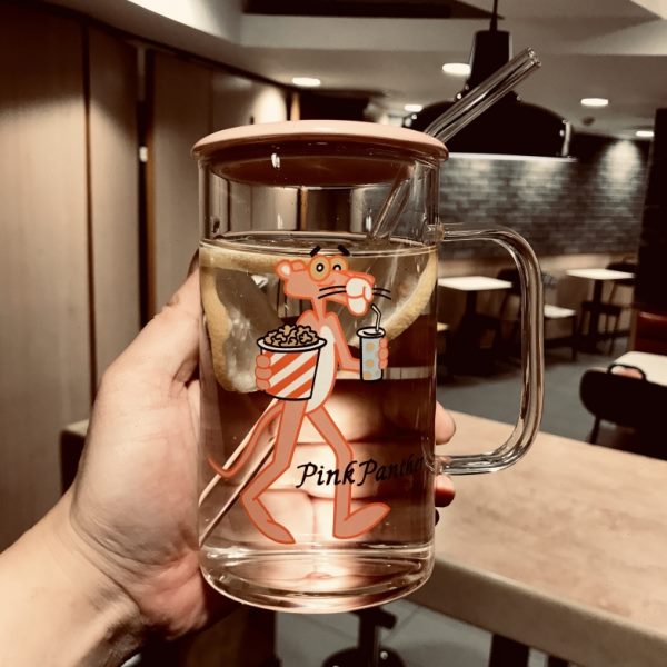 耐高温加厚杯子创意个性潮流家用大容量玻璃水杯带把吸管可爱少女