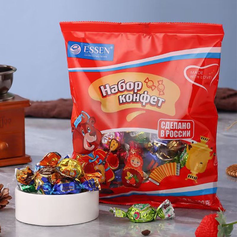 俄罗斯进口糖果巧克力混合糖果夹心年货零食散装喜糖500g/袋