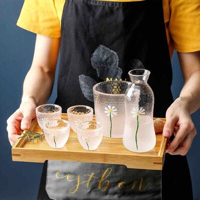 ins小雏菊云雾白酒杯玻璃酒壶酒盅小号一两家用一口杯烈酒杯酒具