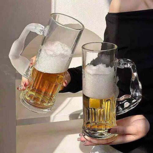 稀奇古怪啤酒杯夏日个人专用大容量带把手果汁精酿创意玻璃扎啤杯
