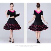 广场舞裙子舞裙大摆中长拉丁舞春秋交谊舞中老年跳舞半身裙女套装