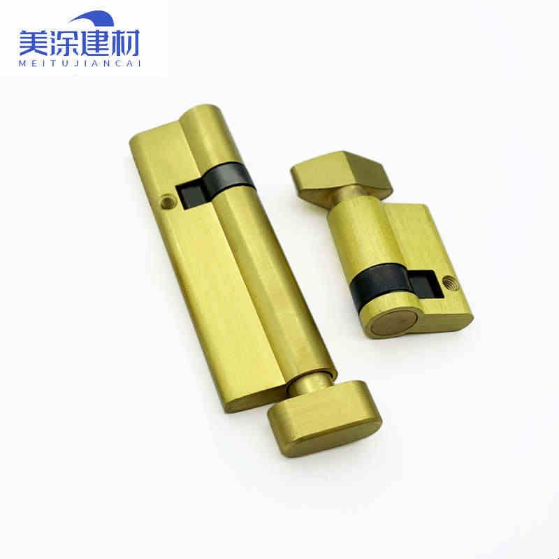 断桥铝合金平开门推拉门锁芯门锁芯金银色单开双开正心偏心铜锁芯图片