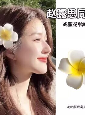 赵露思同款鸡蛋花发夹沙滩发饰