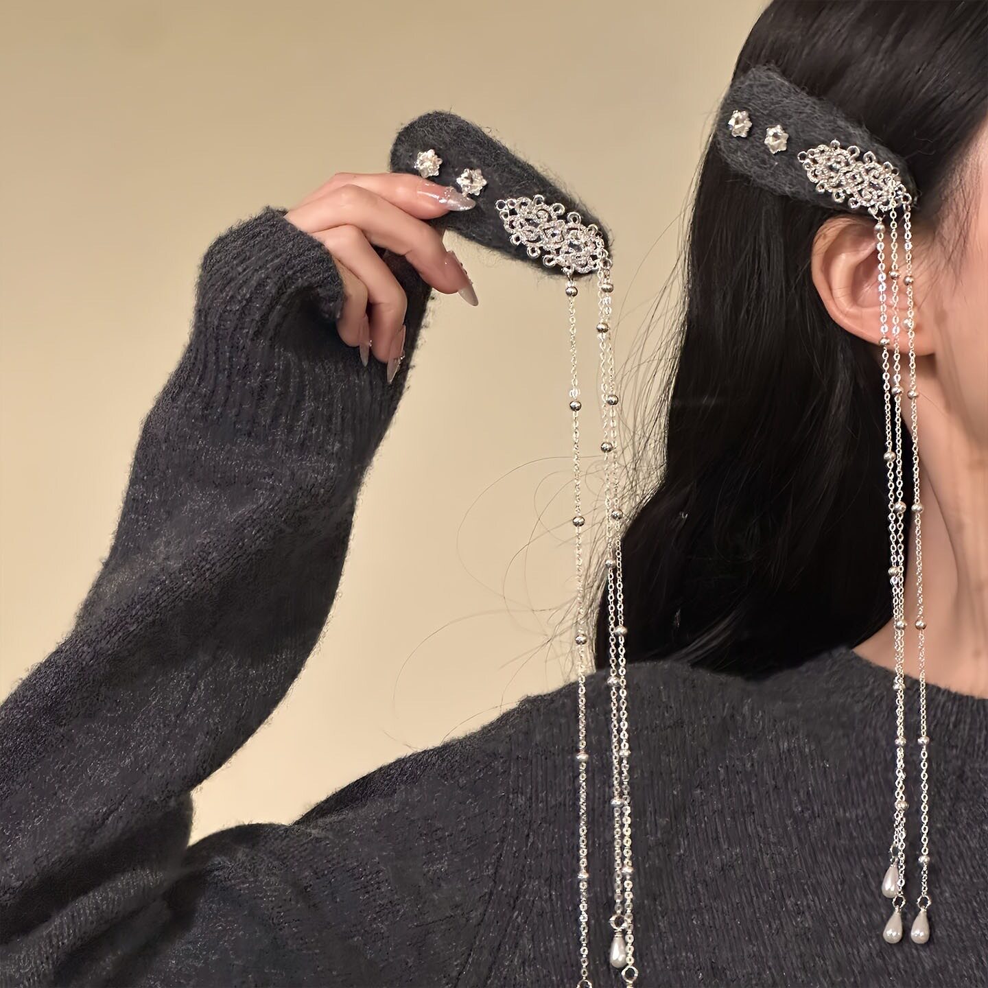 韩系毛毡链条流苏发夹女前额碎发bb夹冬季新款甜美发卡子可爱发饰,饰品/流行首饰/时尚饰品新,发饰,淘宝优惠券,粉丝福利购,淘宝优惠卷