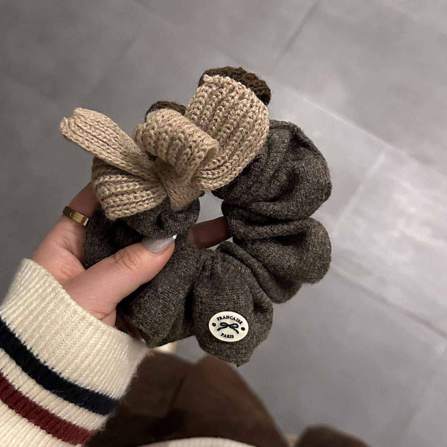 高级感小众咖色毛线蝴蝶结大肠发圈大版发量多头绳韩国丸子头发绳,饰品/流行首饰/时尚饰品新,发饰,淘宝优惠券,粉丝福利购,淘宝优惠卷