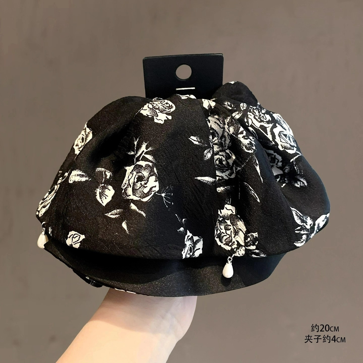 法式复古玫瑰印花鲨鱼夹