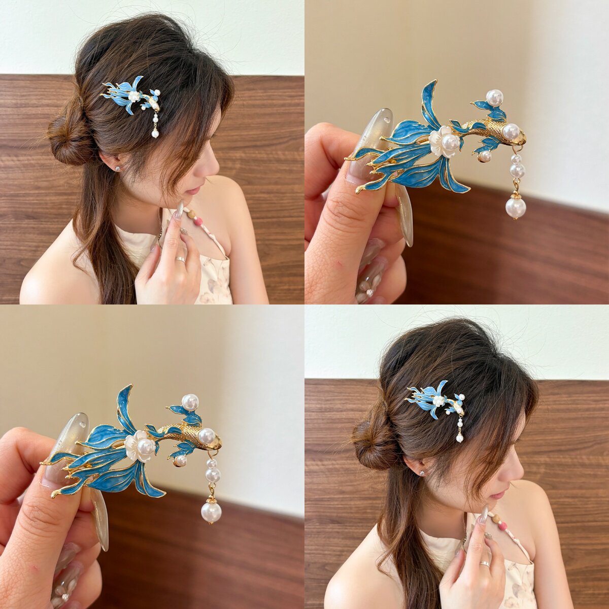 新中式精致锦鲤小发夹