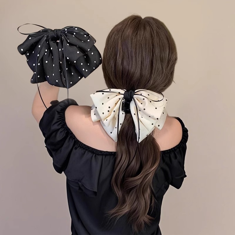 波点马尾夹复古法式发饰