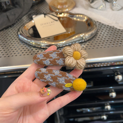 韩国毛线花朵Ab版球球发夹