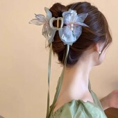 蝴蝶结发夹女后脑勺超仙飘带抓新中式 国风马尾夹汉服旗袍古风头饰