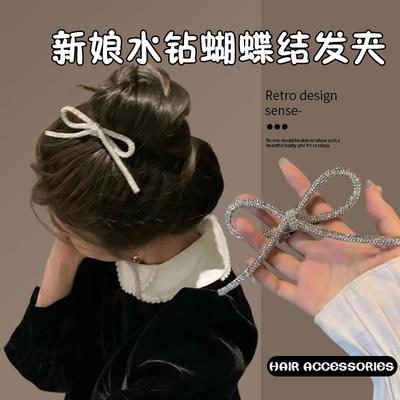 化妆蝴蝶结花朵新娘发夹生日头饰女小皇冠韩国发饰颅顶蓬松夹头发