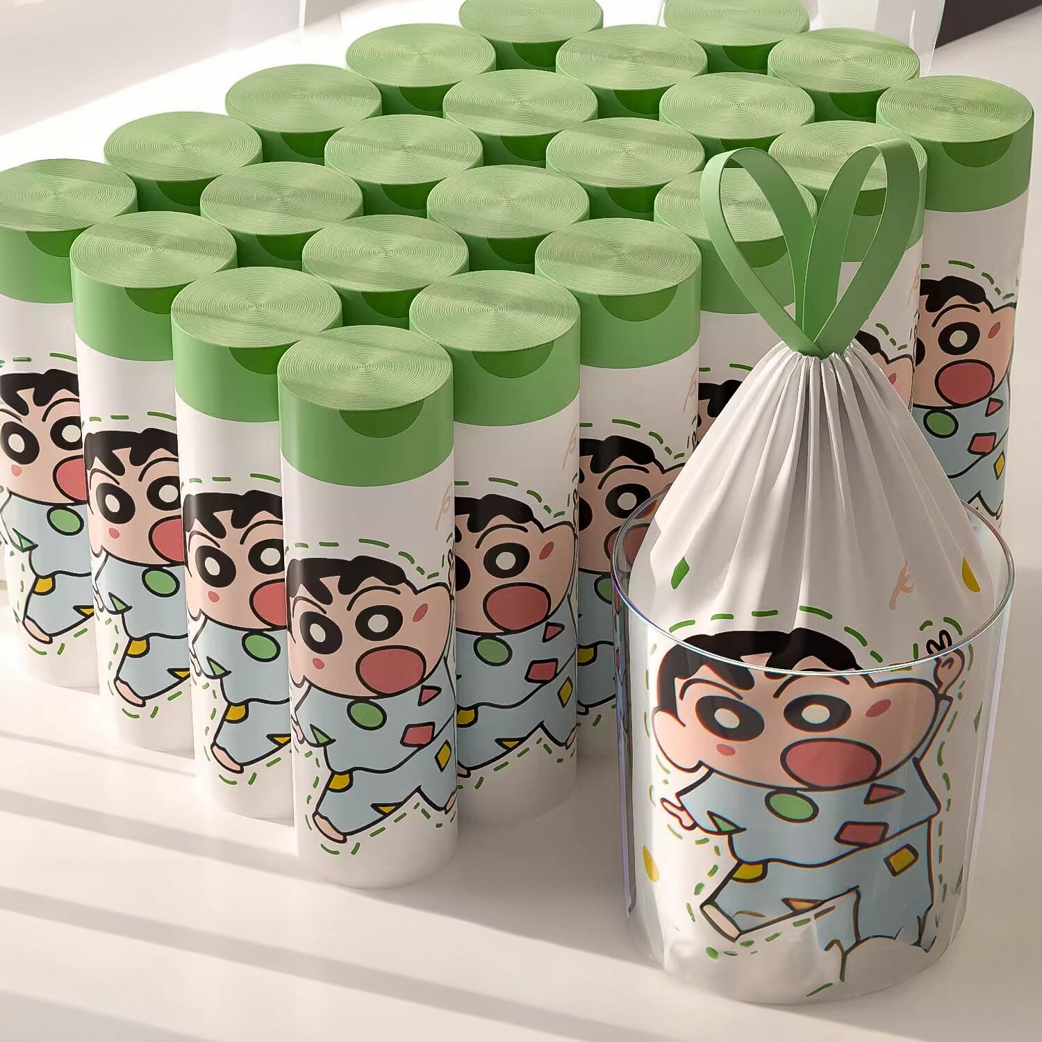 蜡笔小新垃圾袋加厚家用手提式特厚超厚大号厨房专用抽绳式塑料袋