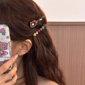 复古彩色多巴胺kt猫撞色AB款 爱心发夹女侧边夹刘海夹发卡发饰夹子